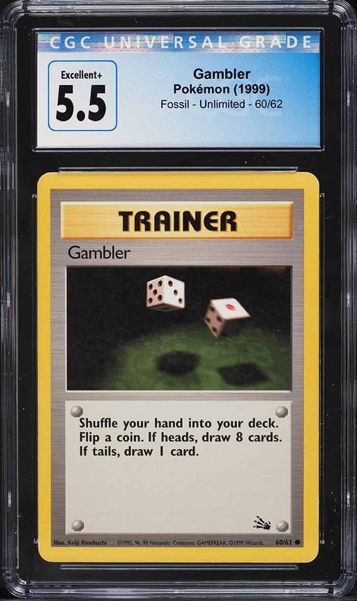 1999 Pokemon Fossil Gambler #60 CGC 5.5 EX+