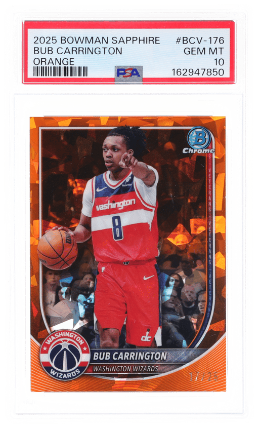 2025 Bowman Sapphire Edition Orange Bub Carrington #BCV-176 17/25 PSA 10