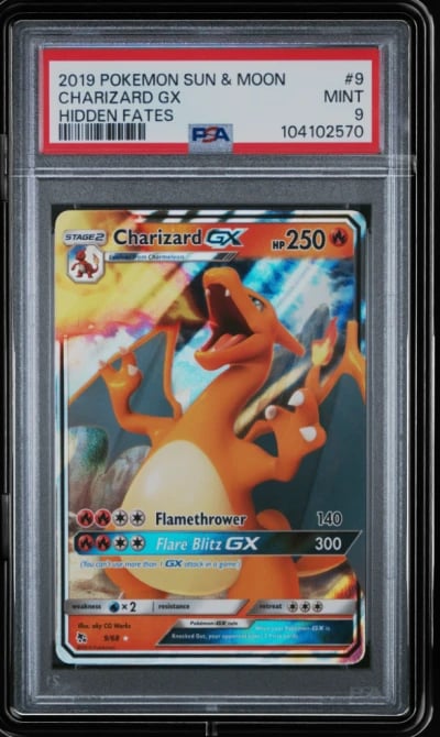 2019 POKEMON SUN & MOON HIDDEN FATES #9 CHARIZARD GX PSA 9