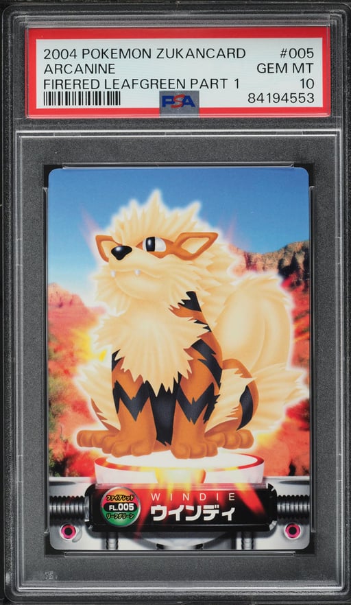 2004 Pokemon Japanese Zukancard Firered Leafgreen Part 1 Arcanine #005 PSA 10 GEM MINT