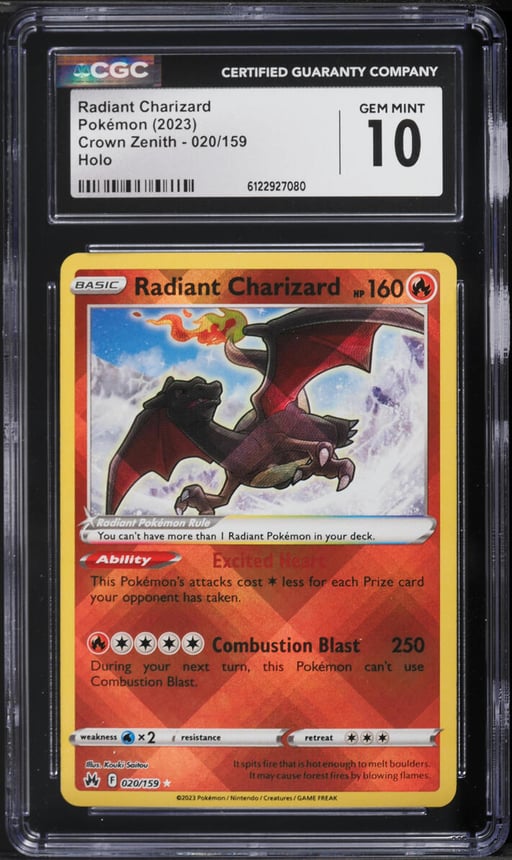 2023 Pokemon Sword & Shield Crown Zenith Holo Radiant Charizard #20 CGC 10 GEM MINT