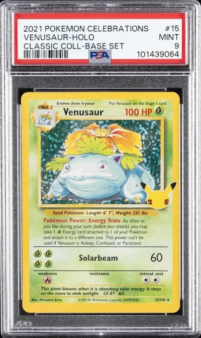 2021 POKEMON CELEBRATIONS CLASSIC COLL #15 VENUSAUR-HOLO PSA 9