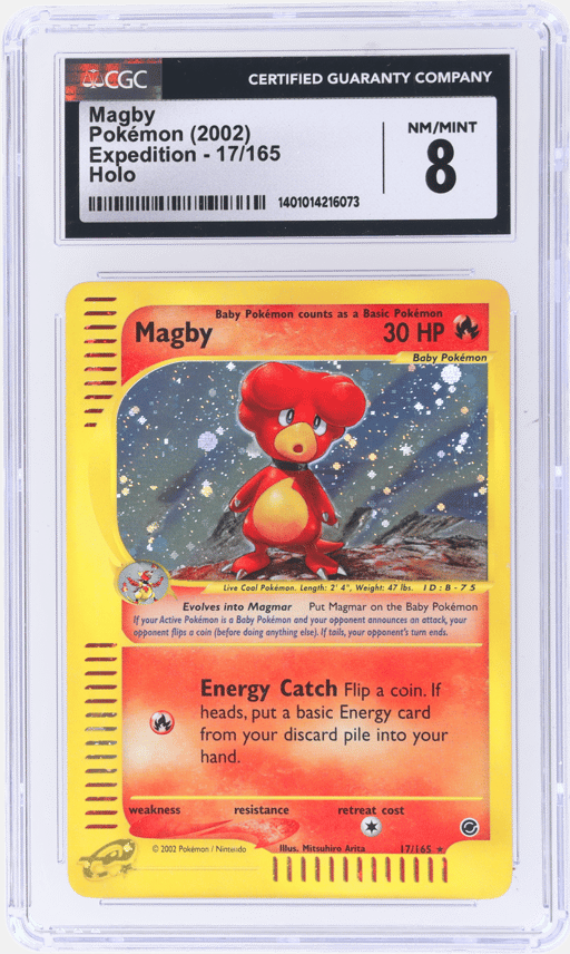 2002 Pokemon Expedition Holo Magby #17 CGC 8