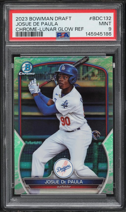 2023 Bowman Chrome Draft Lunar Glow Refractor Josue De Paula PROSPECT #BDC-132 PSA 9 MINT