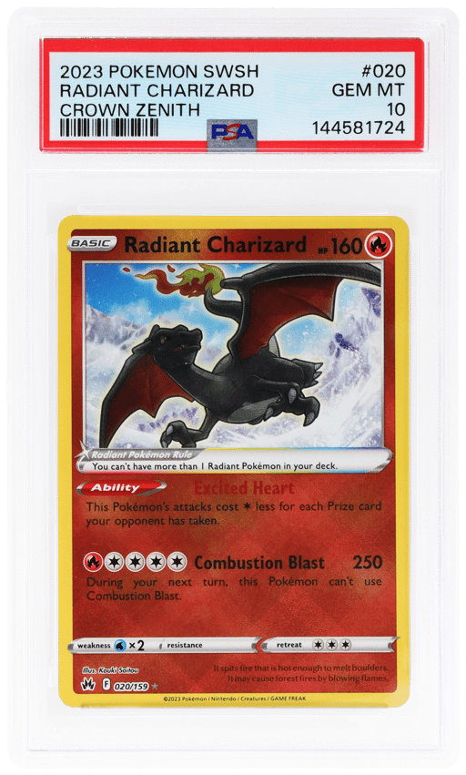 2023 Pokemon Sword and Shield Crown Zenith Radiant Charizard #020 PSA 10