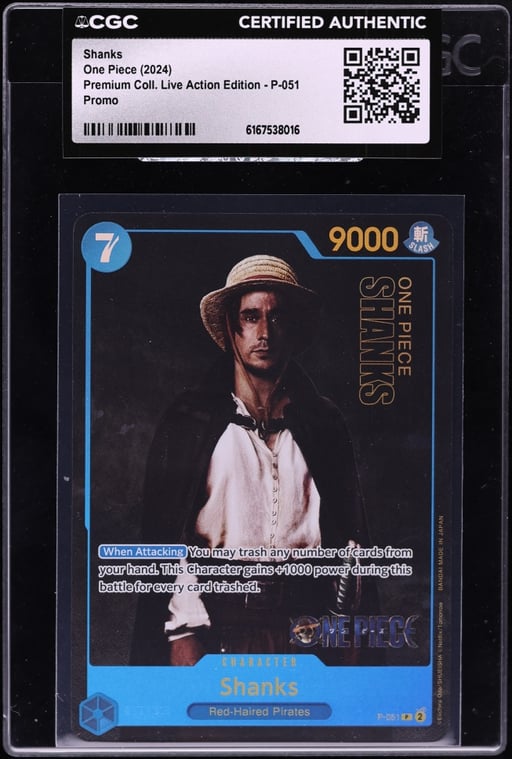 2024 One Piece Promo Premium Collection Live Action Edition Alt Art Shanks #P-051 CGC AUTH