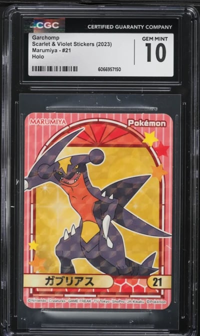 2023 Pokemon Japanese SV Stickers Marumiya Holo Garchomp #21 CGC 10 GEM MINT