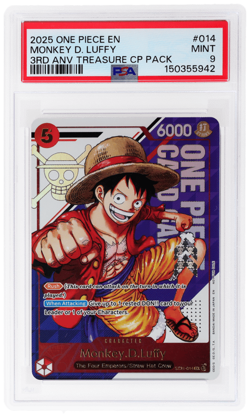 2025 One Piece 3rd Anniversary Treasure Campaign Pack Monkey D. Luffy #ST21-014 PSA 9