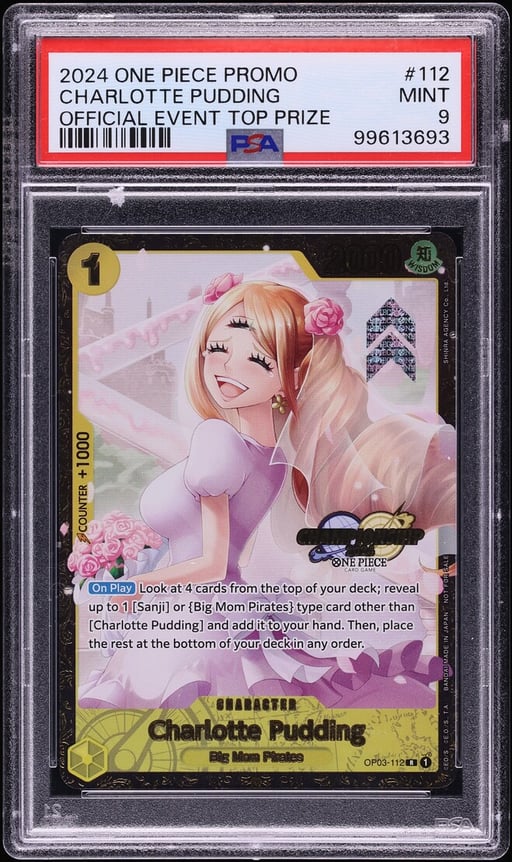 2024 One Piece Promo Official Event Top Prize Charlotte Pudding #OP03-112 PSA 9 MINT