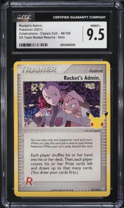2021 Pokemon SWSH Celebrations Classic Collection Holo Rocket's Admin. CGC 9.5