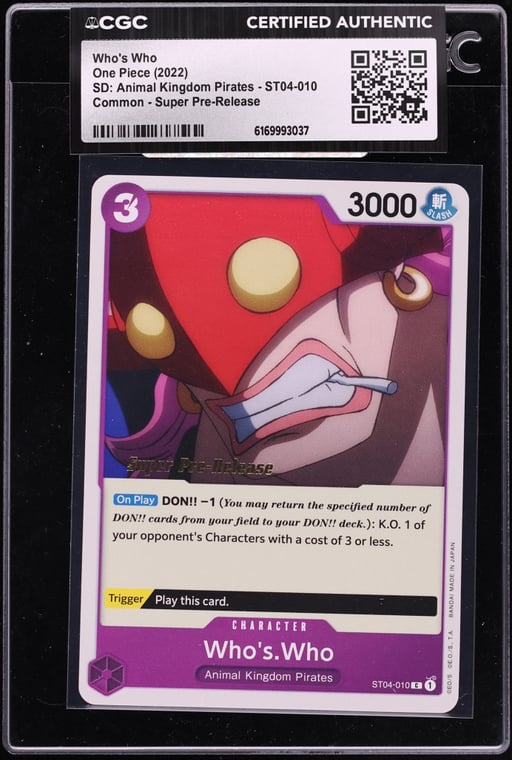 2022 One Piece SD: Animal Kingdom Pirates Super Pre-Release Who's Who #ST04-010 CGC AUTH