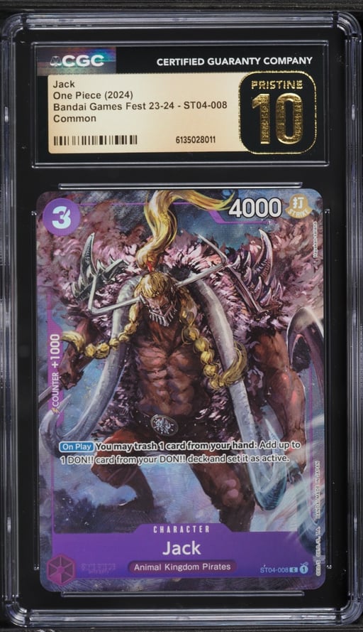 2024 One Piece Bandai Games Fest '23-'24 Jack #ST04-008 CGC 10 PRISTINE