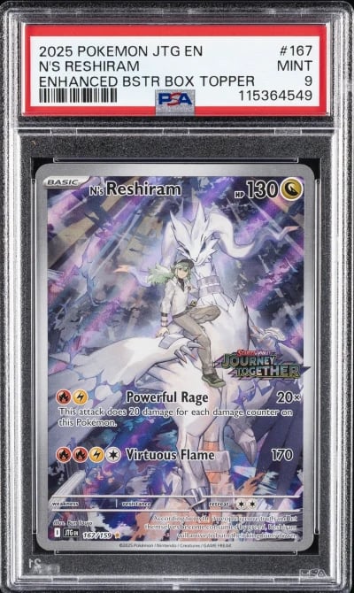 2025 POKEMON JTG EN-JOURNEY TOGETHER #167 N'S RESHIRAM PSA 9