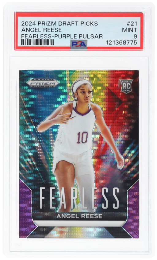 2024 Panini Prizm Draft Picks Fearless Purple Pulsar Angel Reese #21 21/55 PSA 9