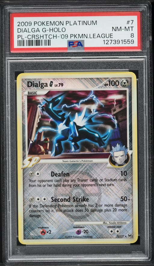 2009 Pokemon Platinum Cross Hatch Holo Dialga G #7 PSA 8 NM-MT