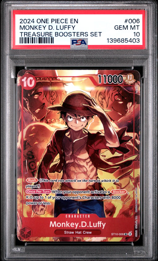 2024 ONE PIECE PROMOS 006 MONKEY D. LUFFY TREASURE BOOSTERS SET PSA 10