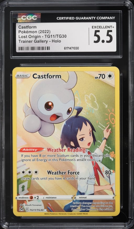 2022 Pokemon Sword & Shield Lost Origin Trainer Gallery Full Art Castform #TG11 CGC 5.5 EX+