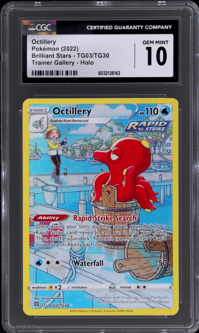 2022 Pokemon Sword and Shield Brilliant Stars Trainers Gallery Octillery #TG03 CGC 10