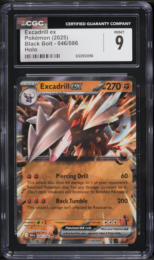 2025 Pokemon Scarlet & Violet Black Bolt Holo Excadrill ex #46 CGC 9 MINT