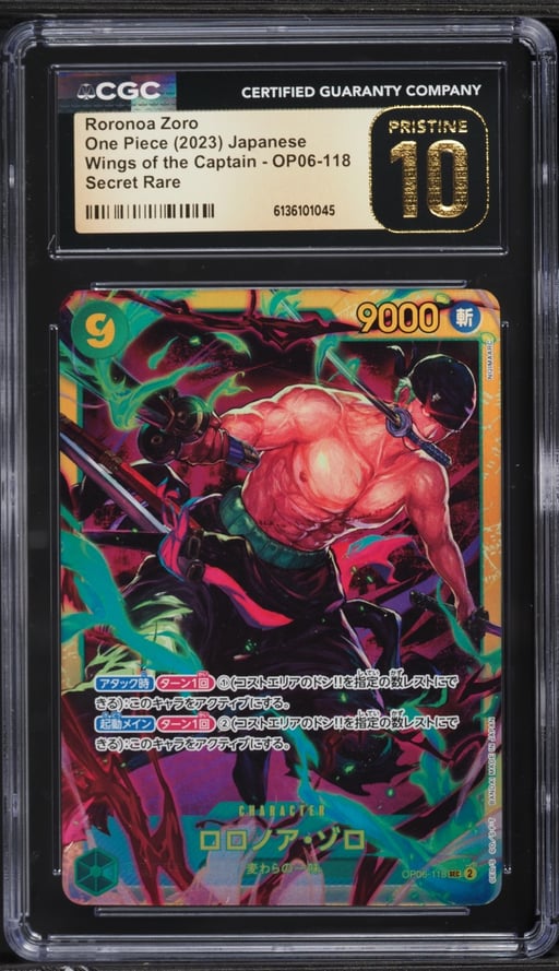 2023 One Piece Japanese Wings Of The Captain SEC Roronoa Zoro #OP06-118 CGC 10 PRISTINE