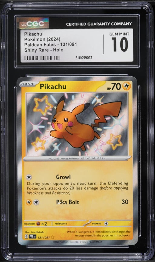 2024 Pokemon Scarlet & Violet Paldean Fates Shiny Rare Pikachu #131 CGC 10 GEM MINT