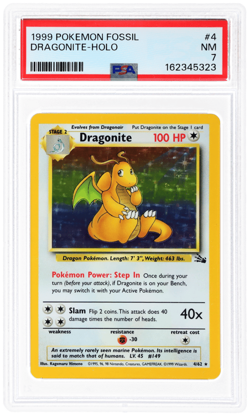 1999 Pokemon Fossil Holo Dragonite #4 PSA 7