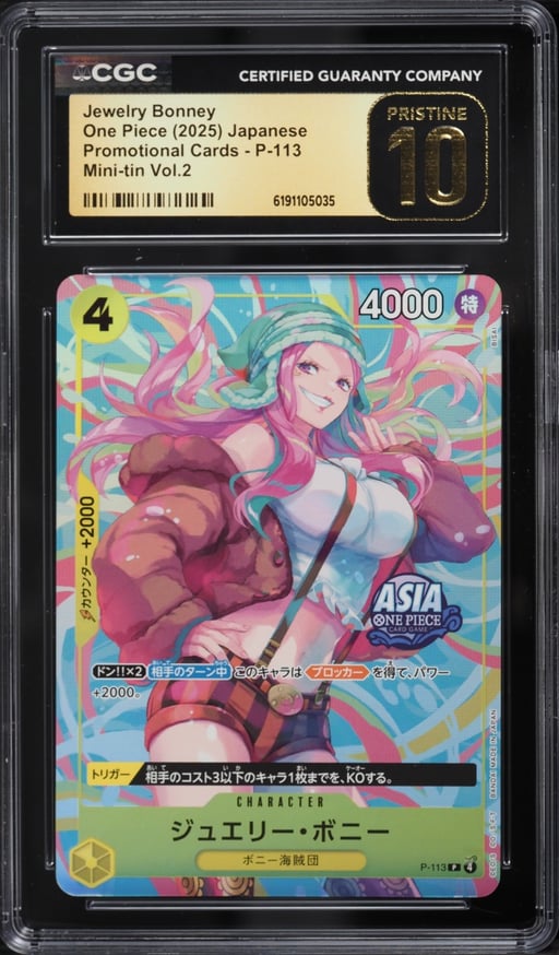 2025 One Piece Japanese Promo Mini-Tin Vol.2 Alt Art Jewelry Bonney #P-113 CGC 10 PRISTINE
