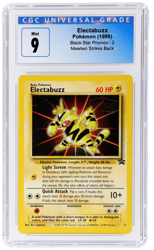 1999 Pokemon Wizards of the Coast Black Star Promo Mewtwo Strikes Back Electabuzz #2 CGC 9