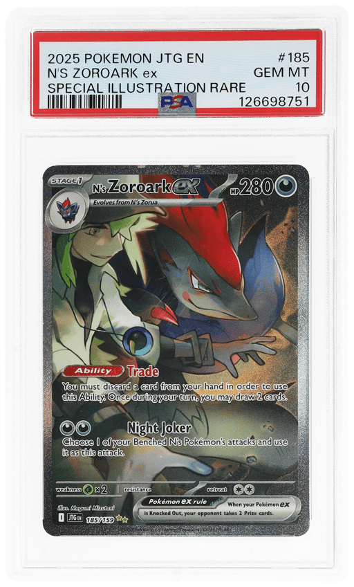 2025 Pokemon Scarlet and Violet Journey Together Special Illustration Rare N's Zoroark Ex #185 PSA 10