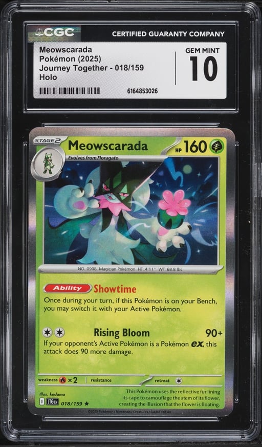 2025 Pokemon Scarlet & Violet Journey Together Minor Miscut Holo Meowscarada #18 CGC 10 GEM
