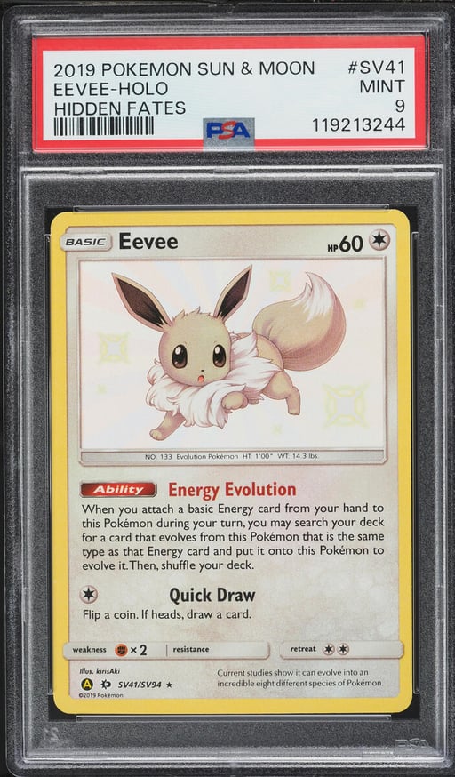 2019 Pokemon Sun & Moon Hidden Fates Shiny Eevee #SV41 PSA 9 MINT