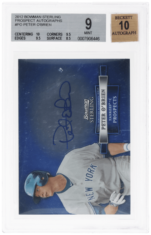 2012 Bowman Sterling Prospect Autograph Peter O'Brien #BSAP-PO BGS 9