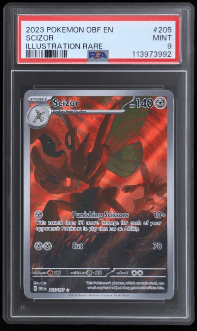 2023 Pokemon Scarlet and Violet Obsidian Flames Illustration Rare Scizor #205 PSA 9