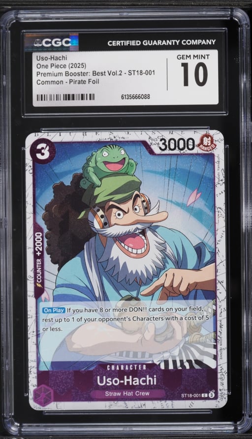 2025 One Piece Premium Booster: Best Vol.2 Pirate Foil Uso-Hachi #ST18-001 CGC 10 GEM MINT