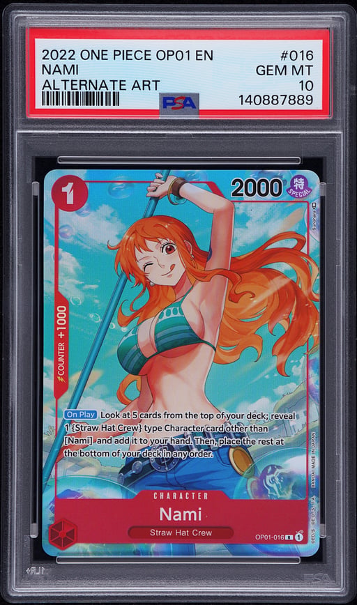 2022 ONE PIECE OP01-ROMANCE DAWN 016 NAMI ALTERNATE ART PSA 10