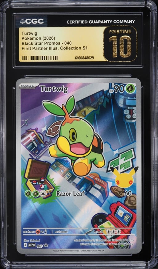2026 Pokemon Mega Evolution Promo First Partner Illustration S1 Full Art Turtwig #40 CGC 10