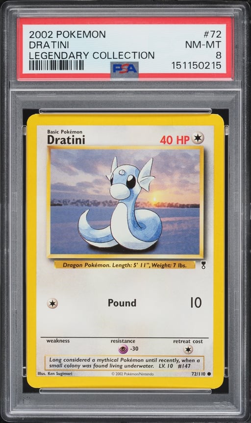 2002 Pokemon Legendary Collection Dratini #72 PSA 8 NM-MT