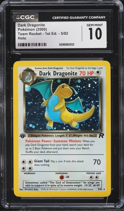 2000 Pokemon Team Rocket 1st Edition Holo Dark Dragonite #5 CGC 10 GEM MINT