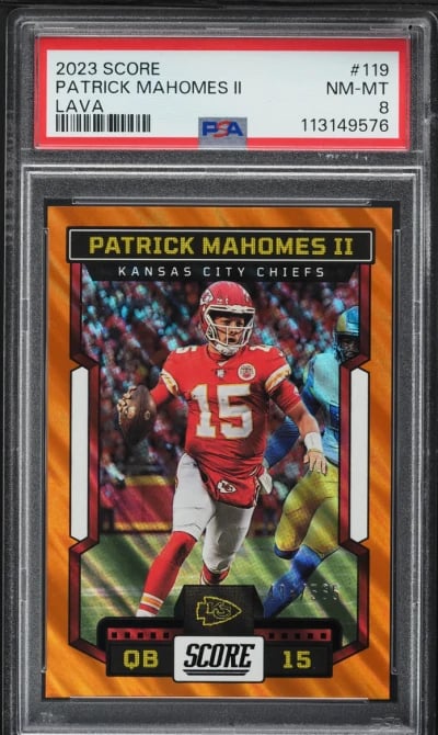 2023 Score Lava Patrick Mahomes II /565 #119 PSA 8 NM-MT