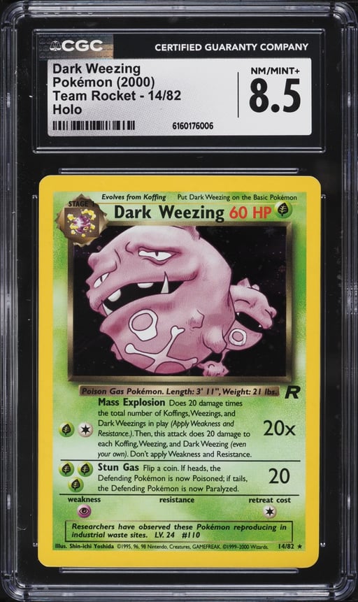 2000 Pokemon Team Rocket Holo Dark Weezing #14 CGC 8.5 NM-MT+