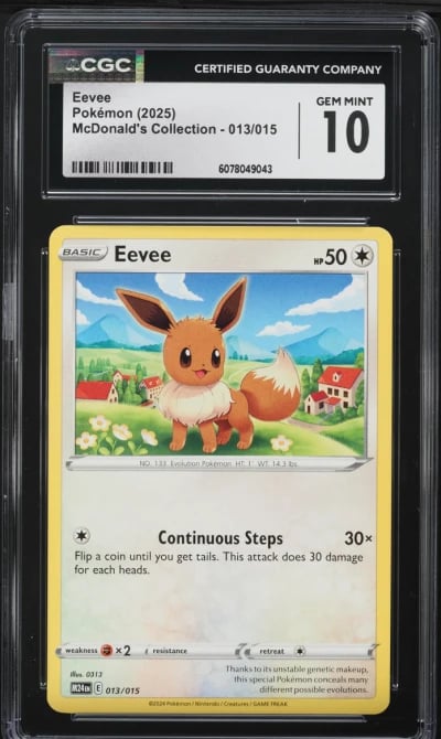 2025 Pokemon Scarlet & Violet McDonald's Collection Eevee #13 CGC 10 GEM MINT