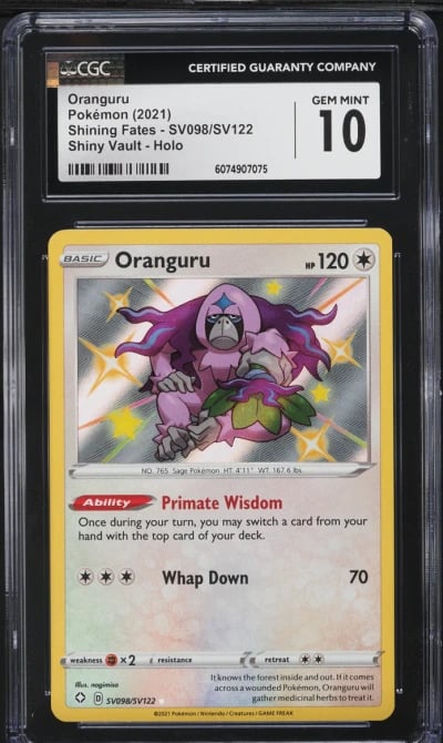 2021 Pokemon SWSH Shining Fates Shiny Vault Holo Oranguru #SV098 CGC 10 GEM MINT