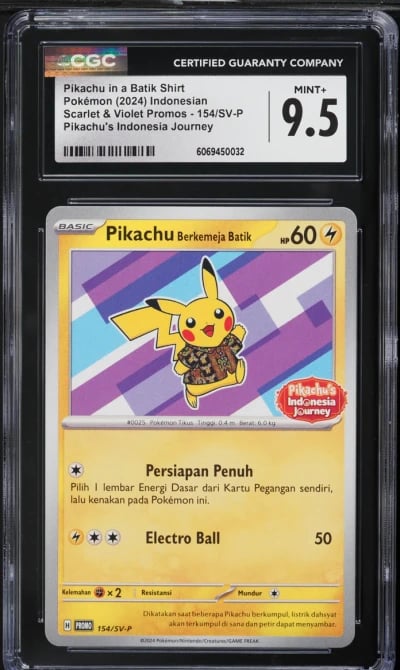 2024 Pokemon Indonesian SV Promo Pikachu In A Batik Shirt #154 CGC 9.5 MINT+