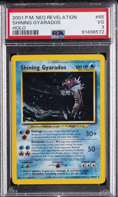 2001 POKEMON NEO REVELATION #65 SHINING GYARADOS-HOLO PSA 3