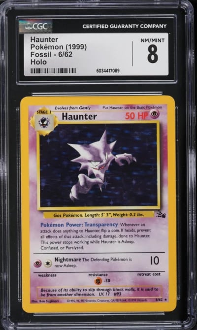 1999 Pokemon Fossil Holo Haunter #6 CGC 8 NM-MT