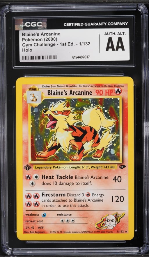 2000 Pokemon Gym Challenge 1st Edition Holo Blaine's Arcanine #1 CGC ALTERED AUTH
