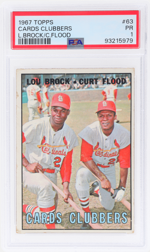 1967 Topps Cards Clubbers Curt Flood/Lou Brock #63 PSA 1