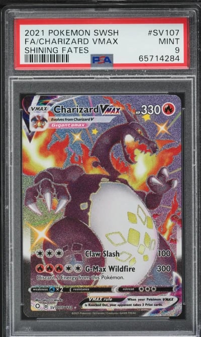 2021 Pokemon SWSH Shining Fates Full Art Charizard VMAX #SV107 PSA 9 MINT
