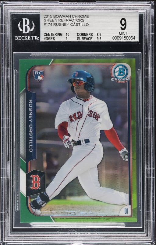 2015 Bowman Chrome Green Refractor Rusney Castillo #174 68/99 BGS 9