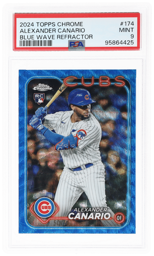 2024 Topps Chrome Blue Wave Refractor Alexander Canario #174 50/75 PSA 9